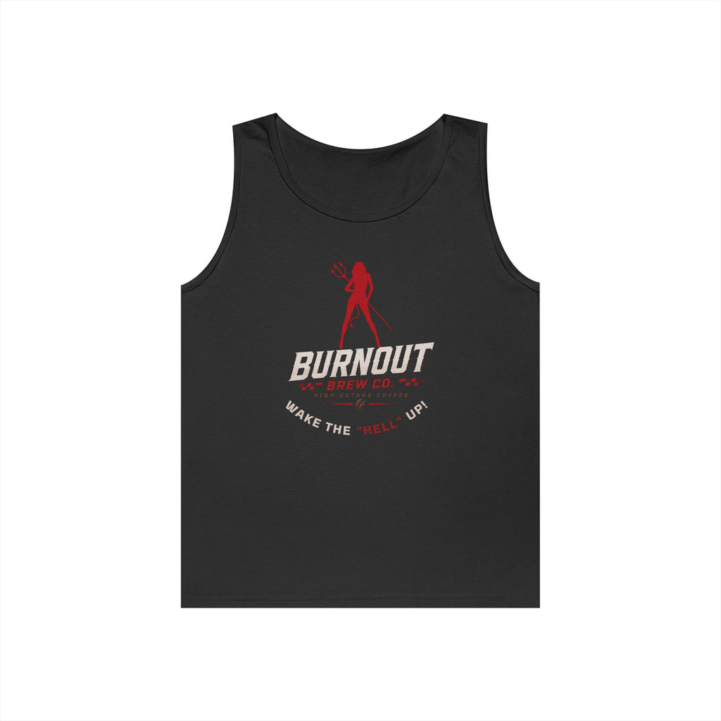 Burnout Brew Co. Tank Top — Retro Pinup Logo Shirt