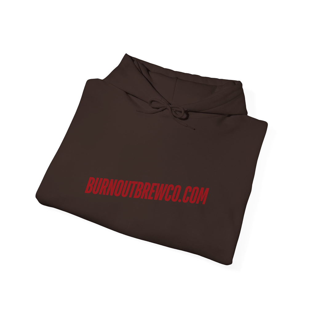 Burnout Brew Co. Hoodie — Coffee Shop Logo Pullover