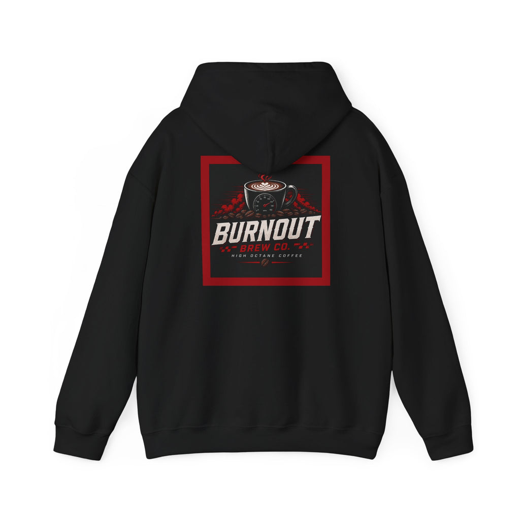 Burnout Brew Co. Hoodie — Coffee Shop Logo Pullover