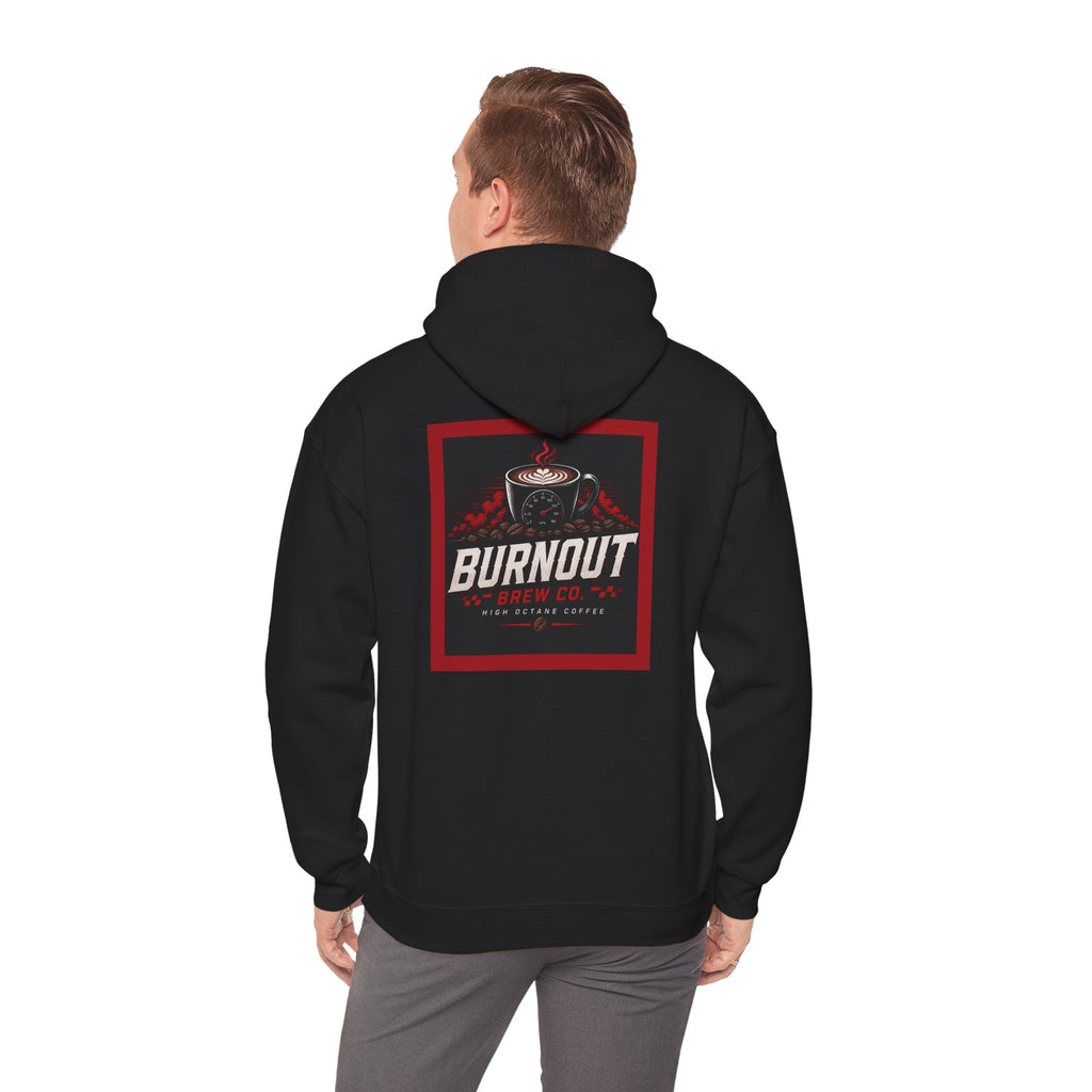 Burnout Brew Co. Hoodie — Coffee Shop Logo Pullover