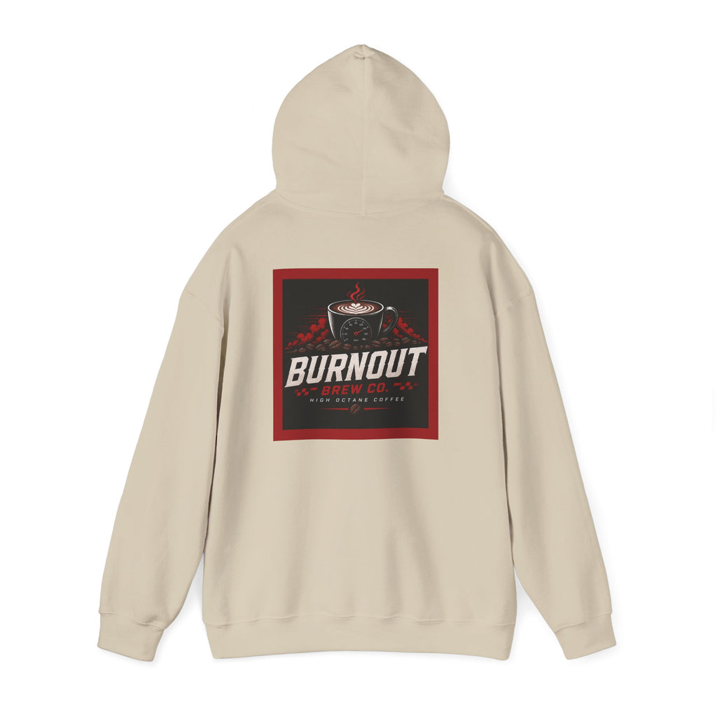 Burnout Brew Co. Hoodie — Coffee Shop Logo Pullover