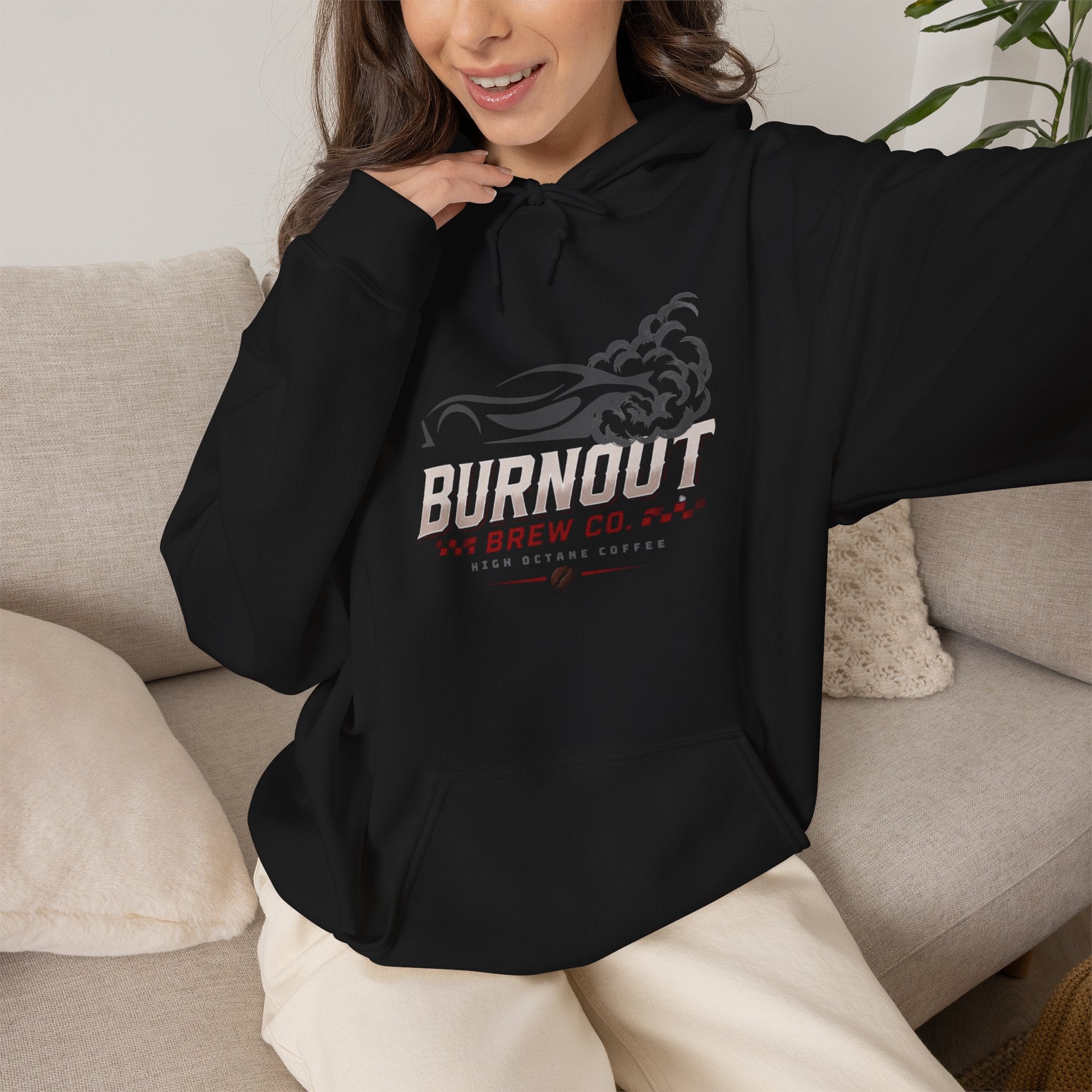 Hoodie — Burnout Brew Co. Logo Pullover (Burnout Car Graphic)