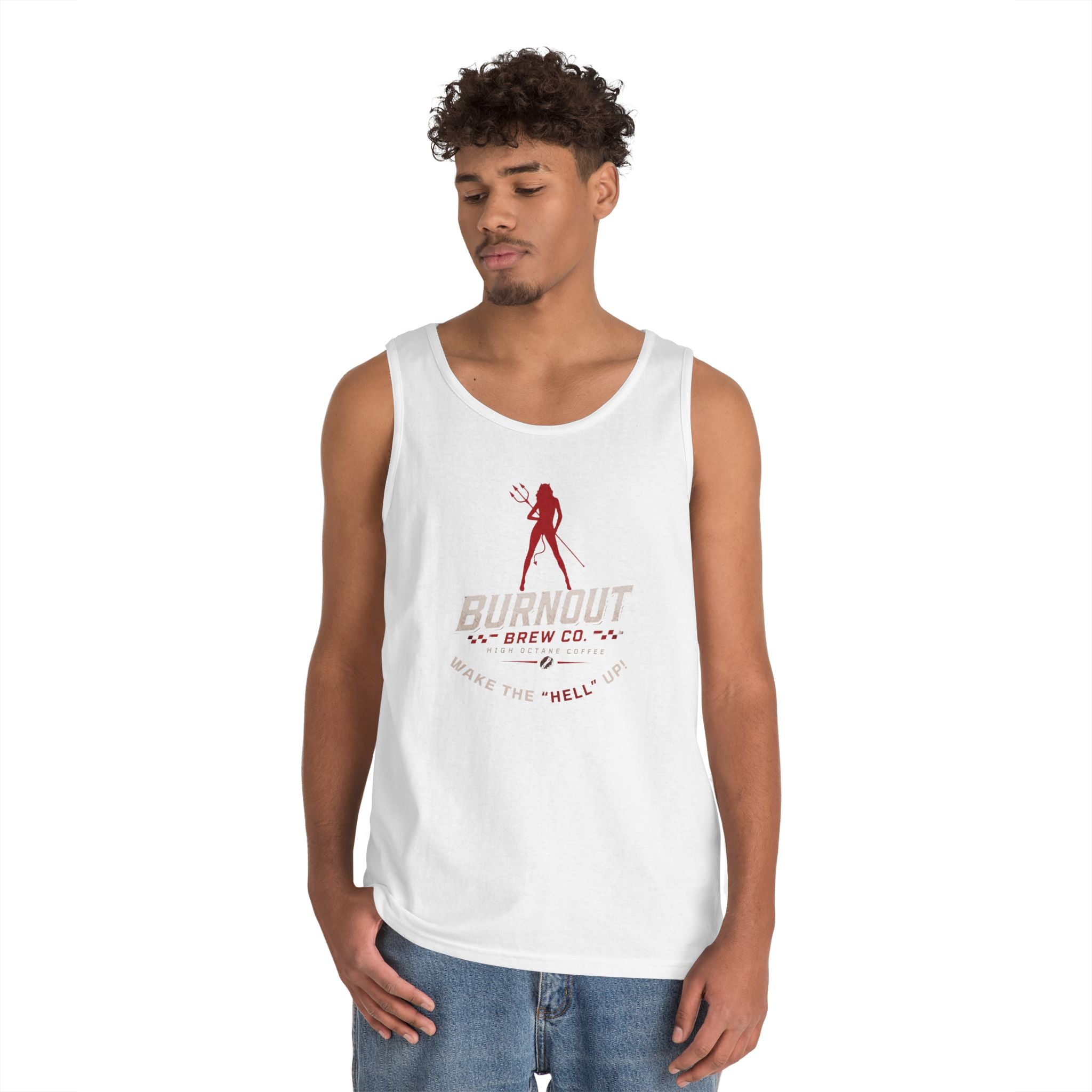 Burnout Brew Co. Tank Top — Retro Pinup Logo Shirt