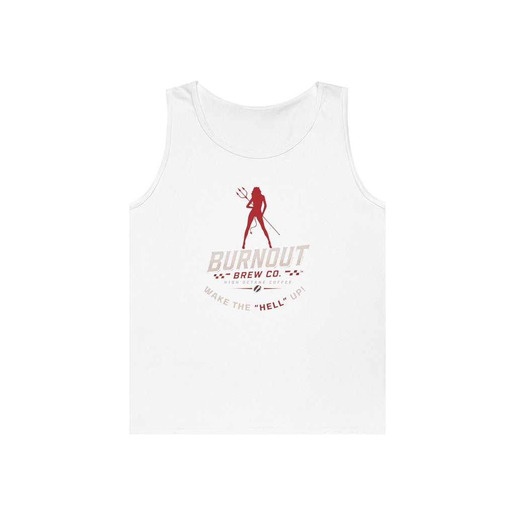 Burnout Brew Co. Tank Top — Retro Pinup Logo Shirt