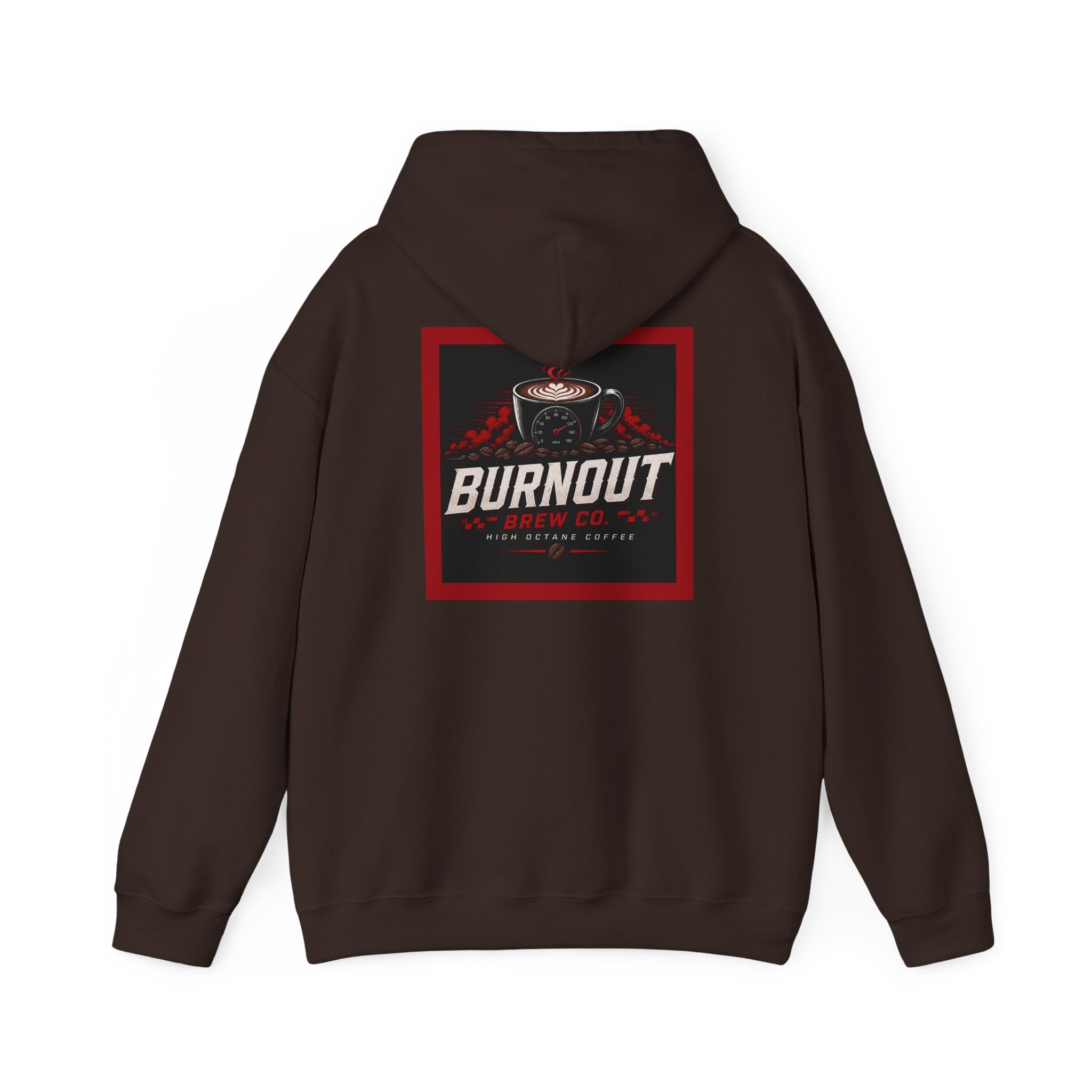 Burnout Brew Co. Hoodie — Coffee Shop Logo Pullover