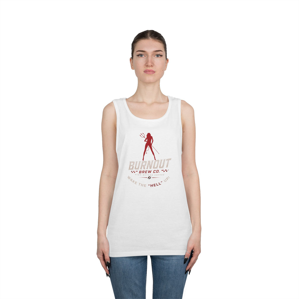 Burnout Brew Co. Tank Top — Retro Pinup Logo Shirt