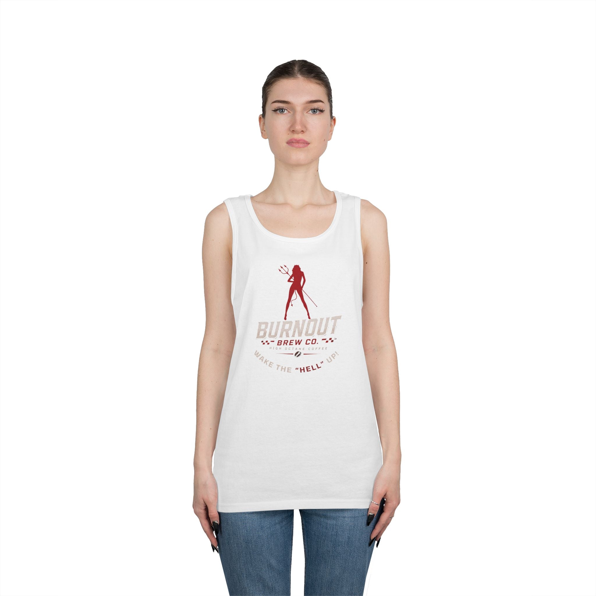 Burnout Brew Co. Tank Top — Retro Pinup Logo Shirt