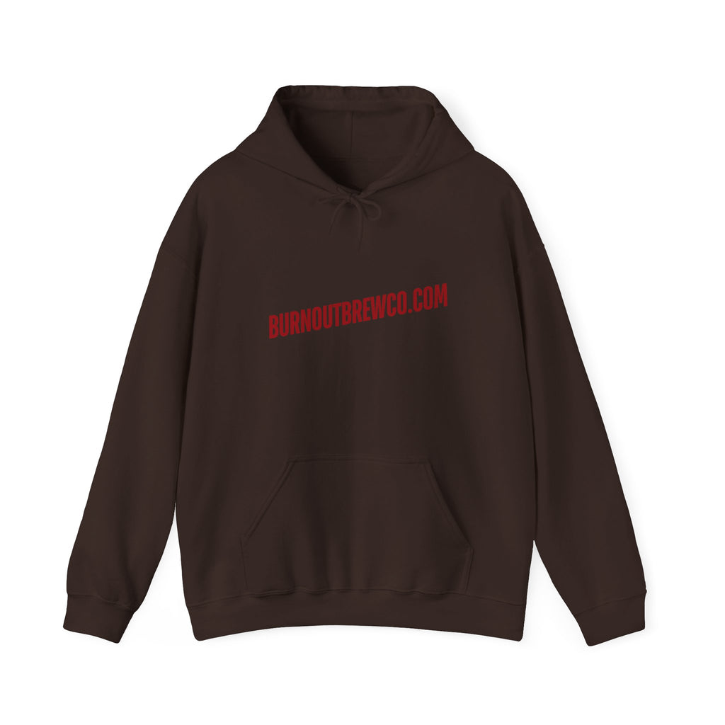 Burnout Brew Co. Hoodie — Coffee Shop Logo Pullover
