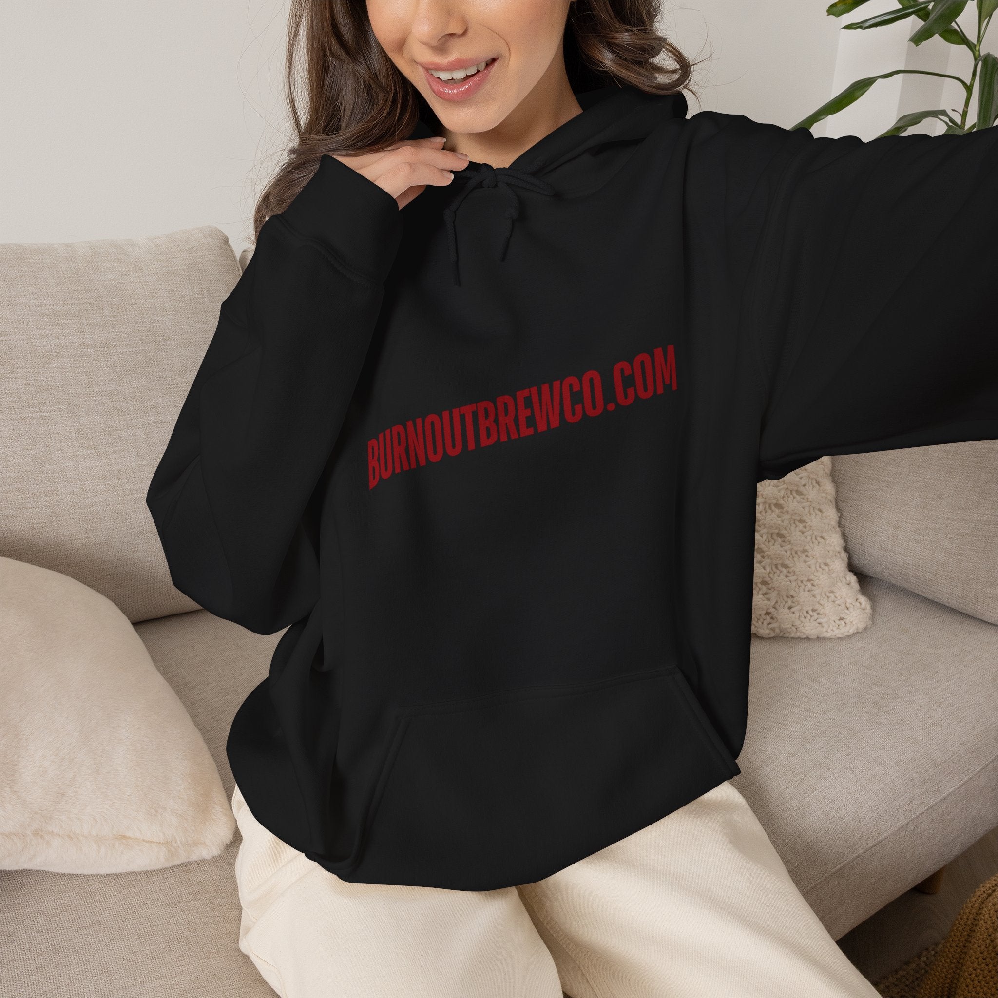 Burnout Brew Co. Hoodie — Coffee Shop Logo Pullover