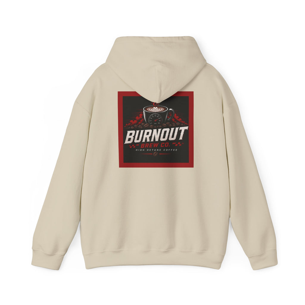 Burnout Brew Co. Hoodie — Coffee Shop Logo Pullover