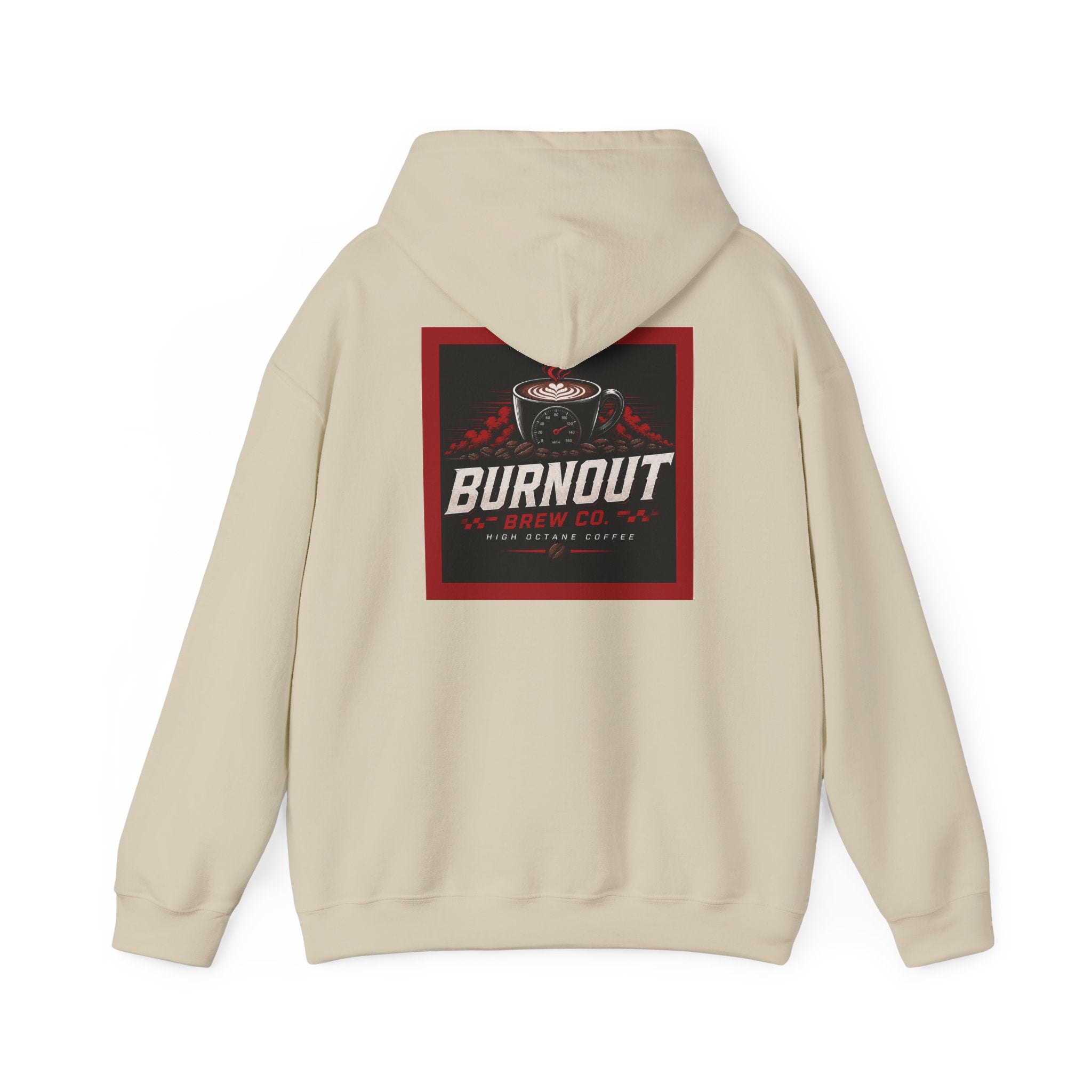 Burnout Brew Co. Hoodie — Coffee Shop Logo Pullover