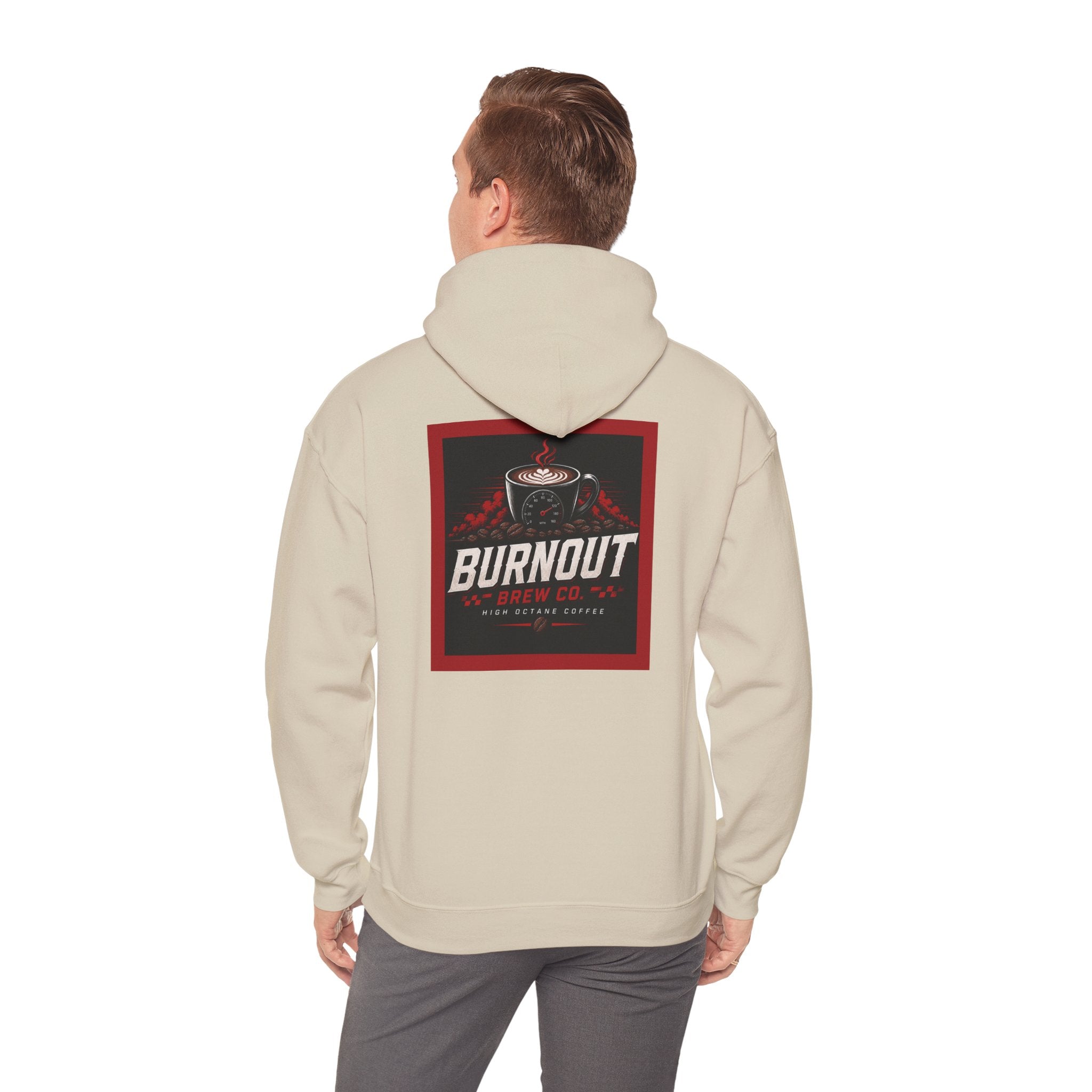 Burnout Brew Co. Hoodie — Coffee Shop Logo Pullover
