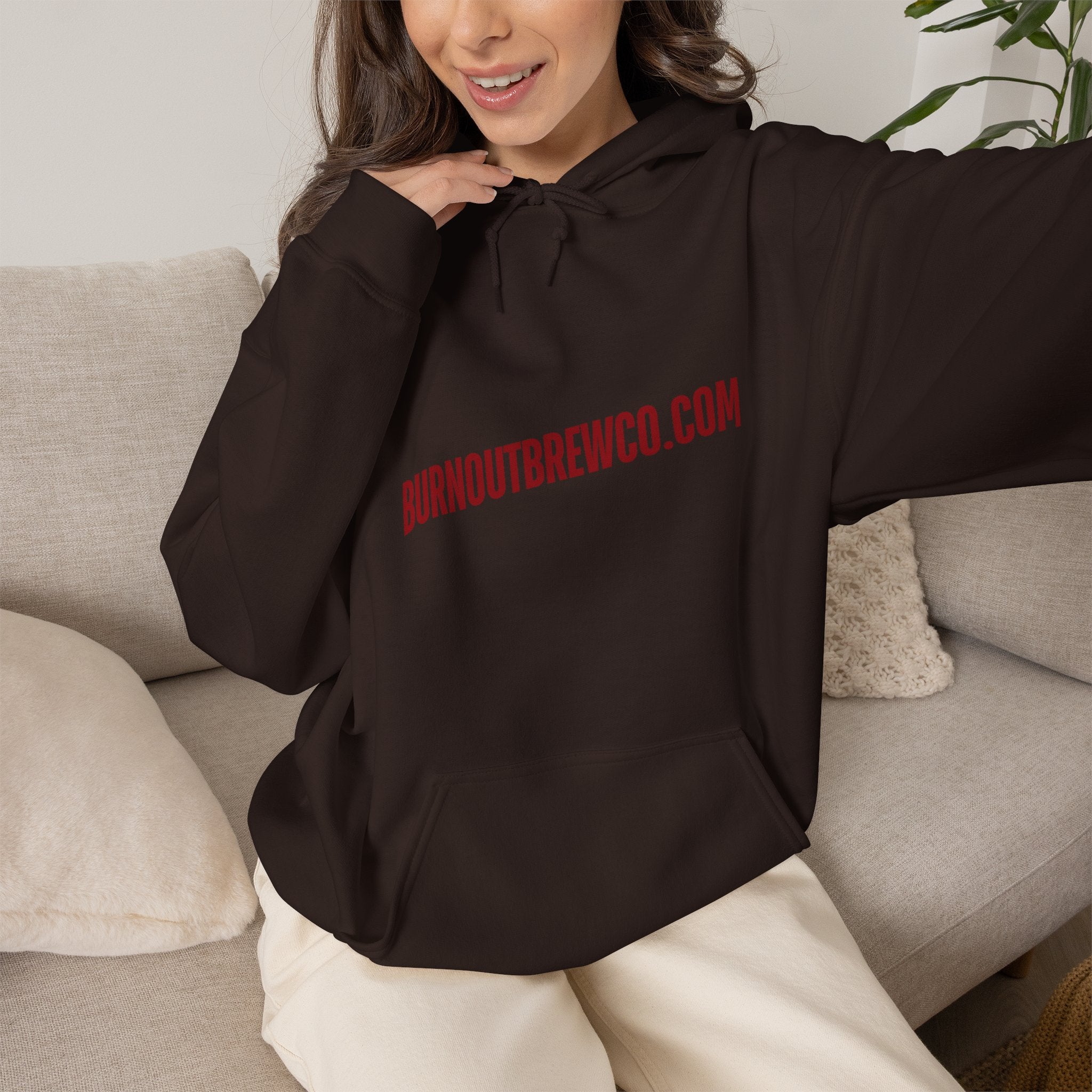 Burnout Brew Co. Hoodie — Coffee Shop Logo Pullover