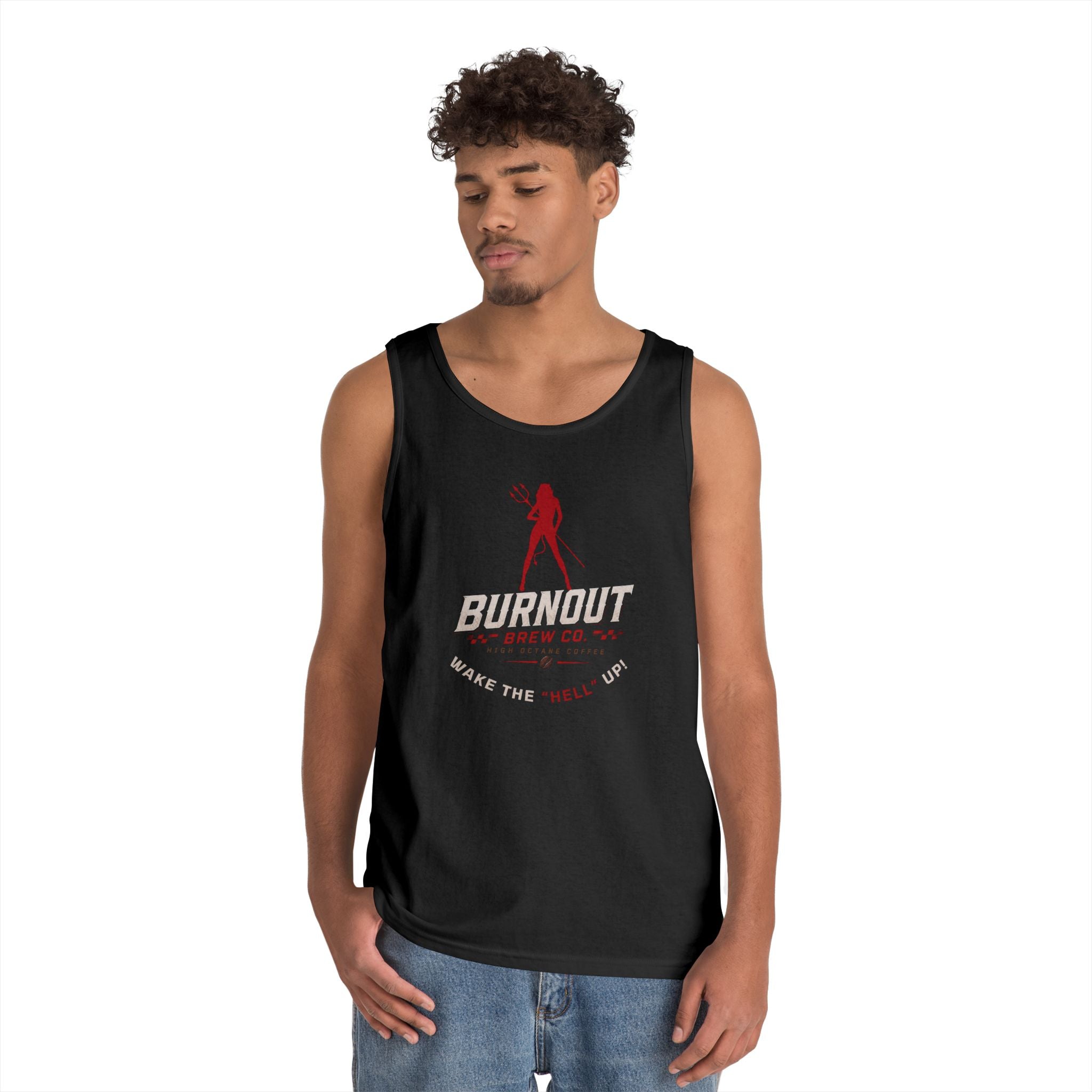 Burnout Brew Co. Tank Top — Retro Pinup Logo Shirt