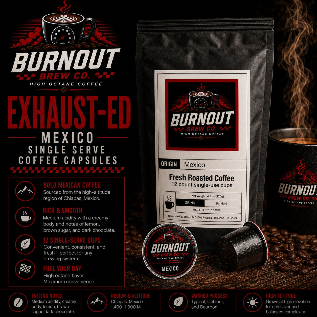 Exhaust-ed ~ Mexico Single Serve Coffee Capsules