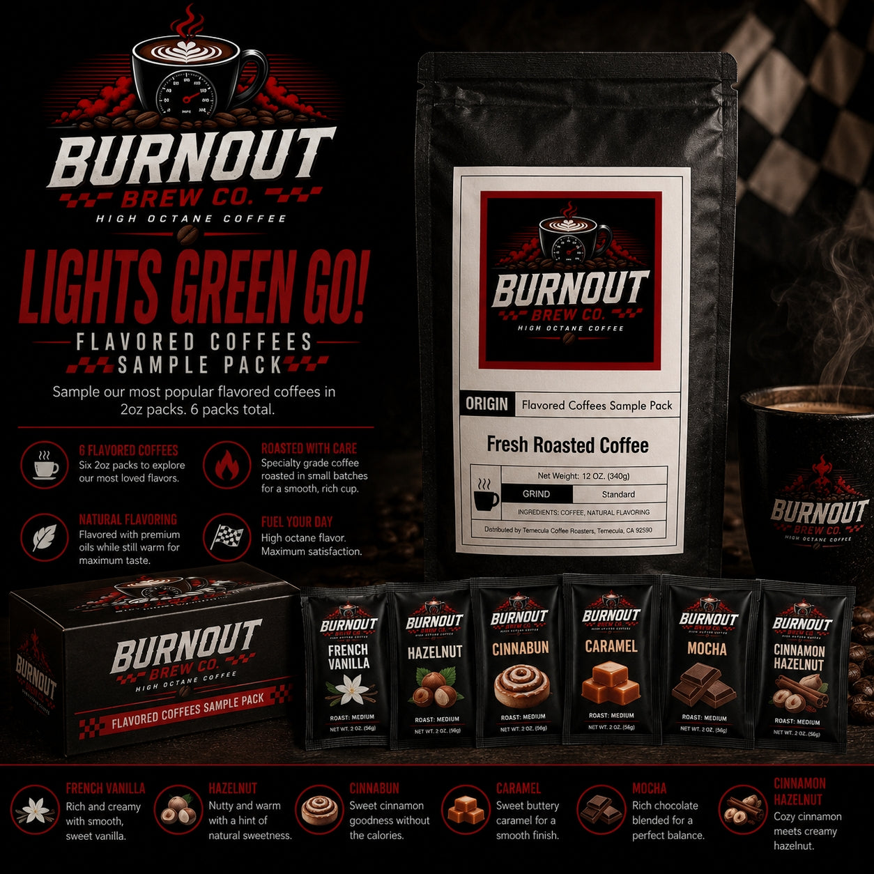 Lights Green Go! ~ Flavored Coffees Sample Pack