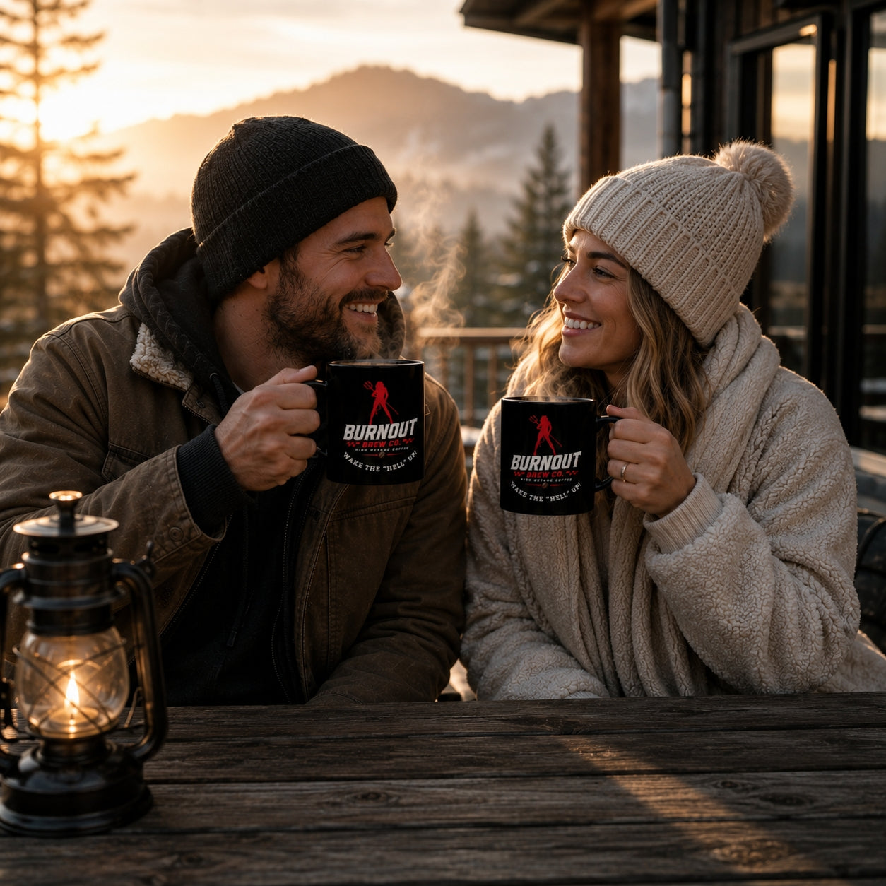 Burnout Brew Co. Coffee Mug — "Wake the 'Hell' Up" Black Ceramic Mug
